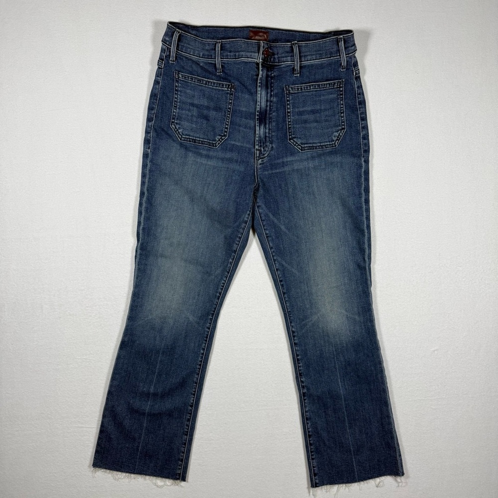 Mother Hustler Patch Pocket High Waist Ankle Fringe Jeans NEW WITHOUT TAGS sz 34 - Picture 2 of 14